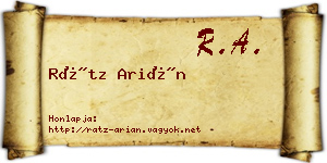 Rátz Arián névjegykártya